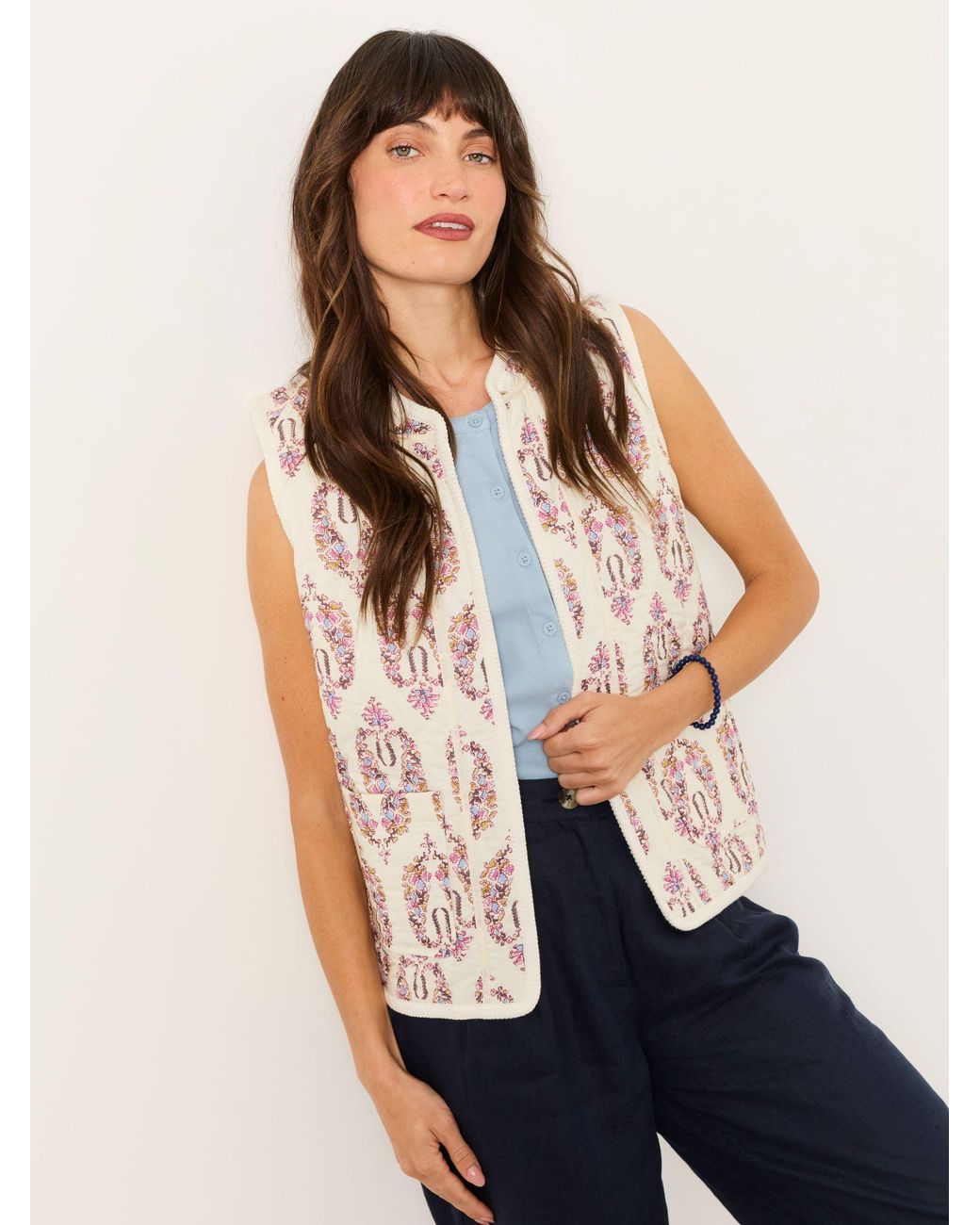 FatFace Natural Petite Floral Waistcoat