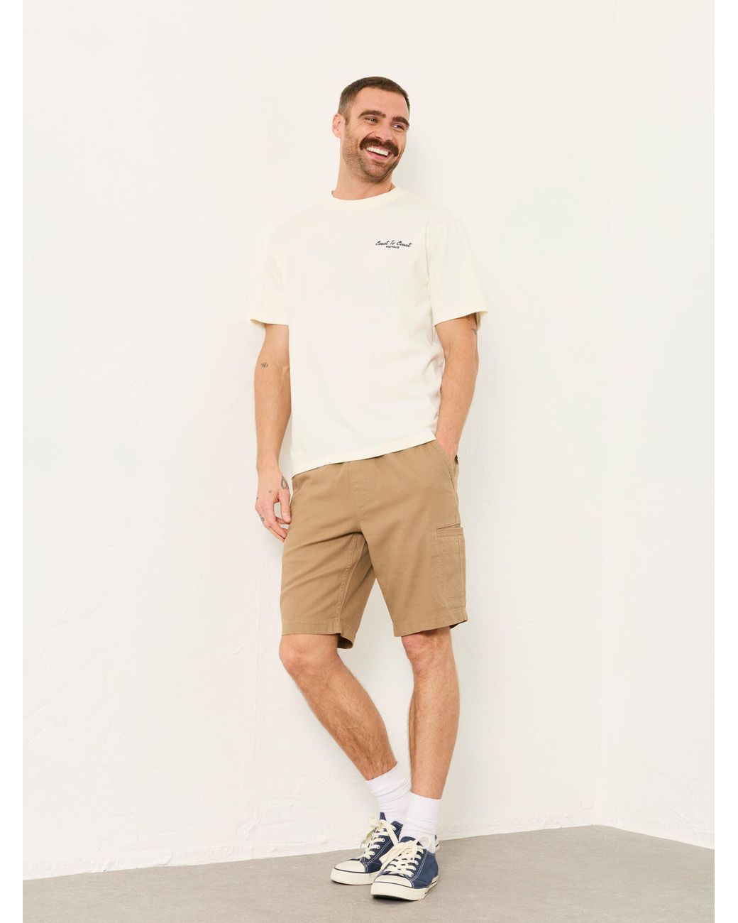 FatFace Natural Padstow Garment Dye Elasticated Utility Shorts for men