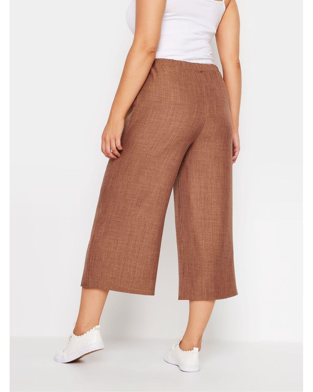 M Com Brown Linen Look Culottes