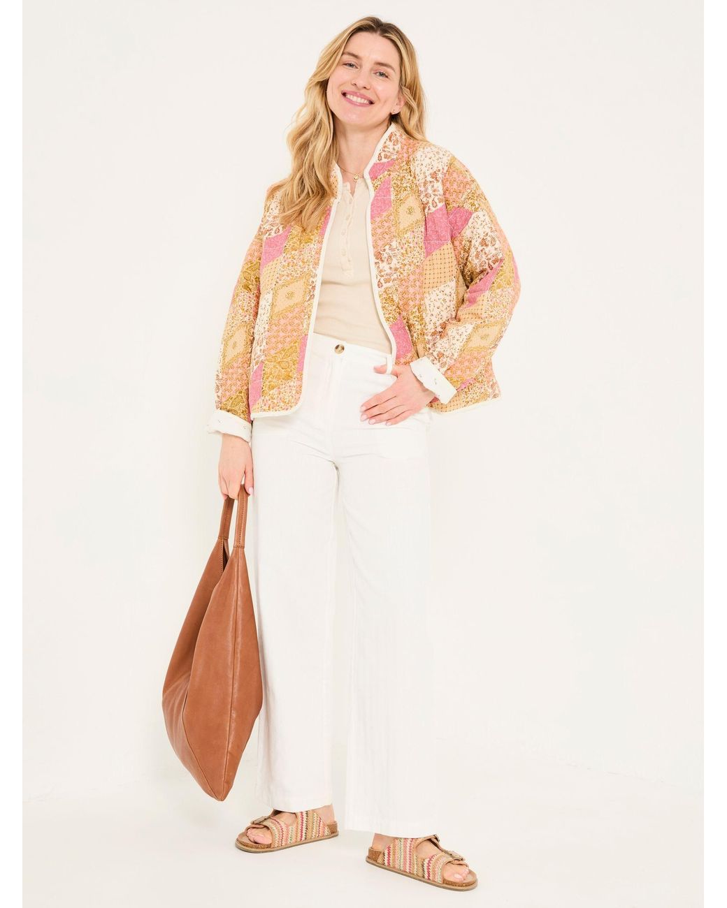 FatFace Orange Evie Quilted Patchwork Jacket