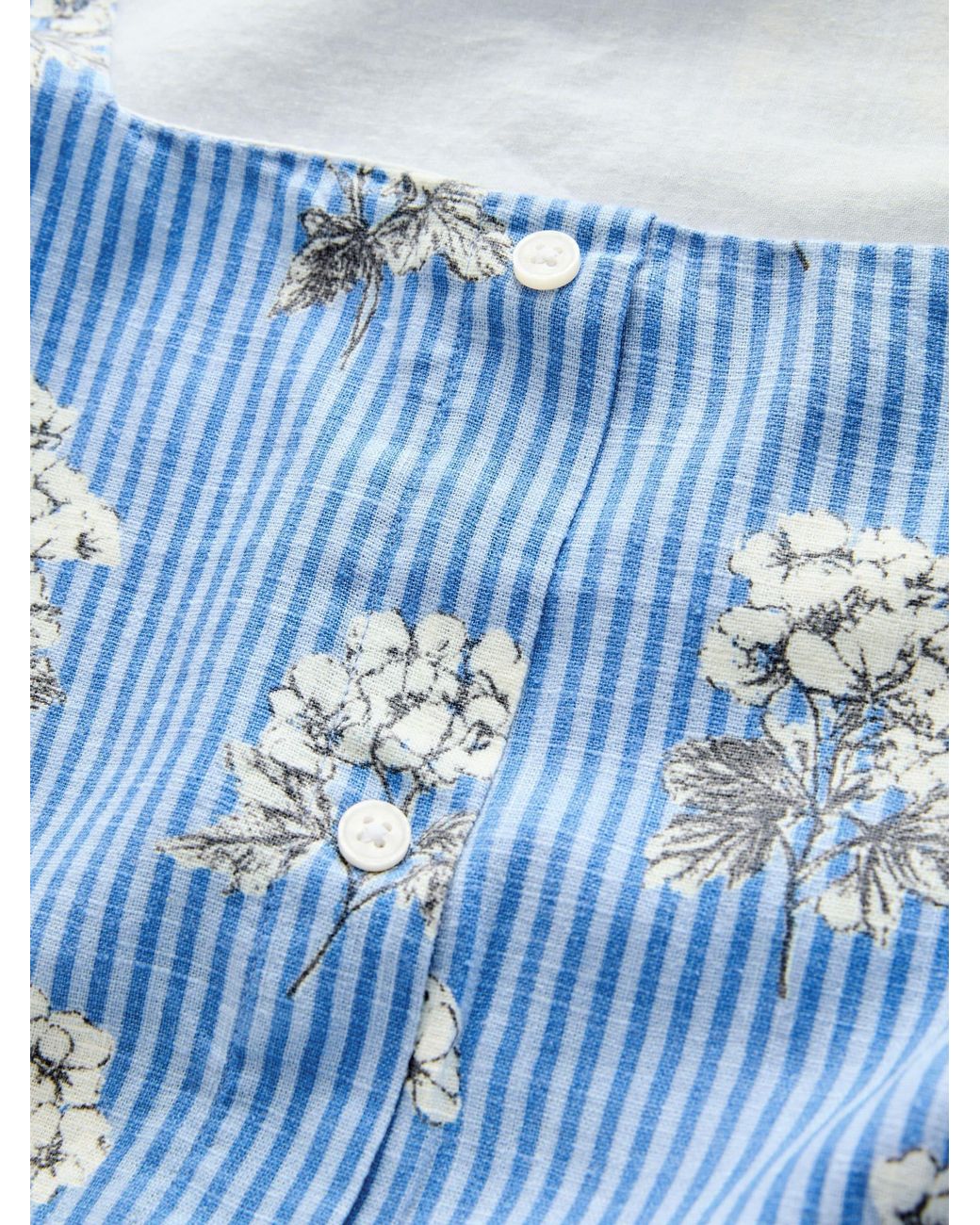 Next Blue Linen Rich Square Neck Button Through Mini Shift Dress