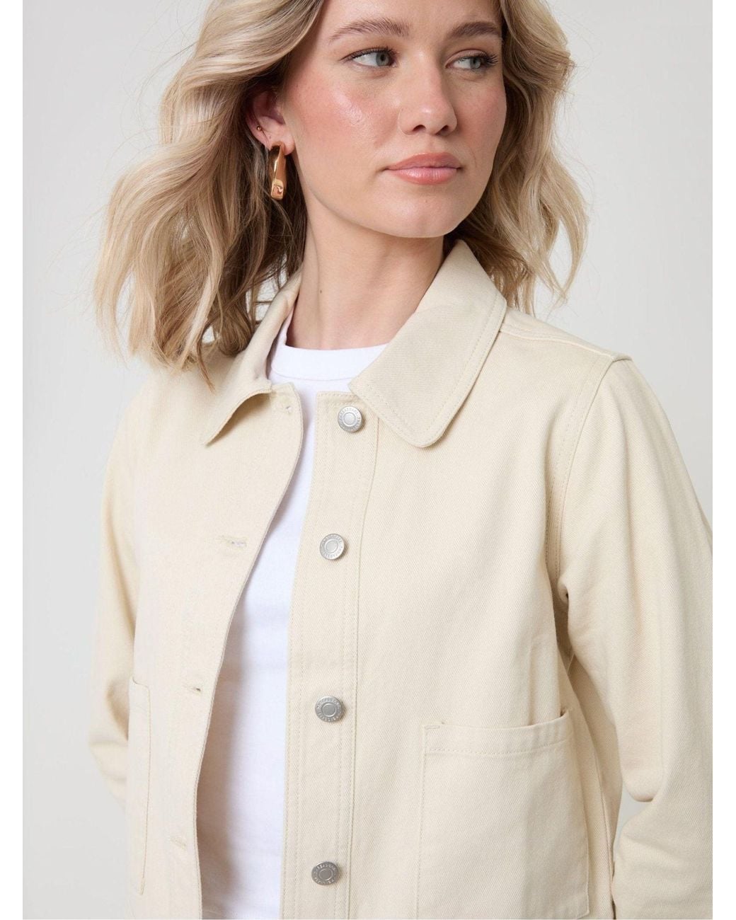 Threadbare White Denim Jacket With Patch Pockets