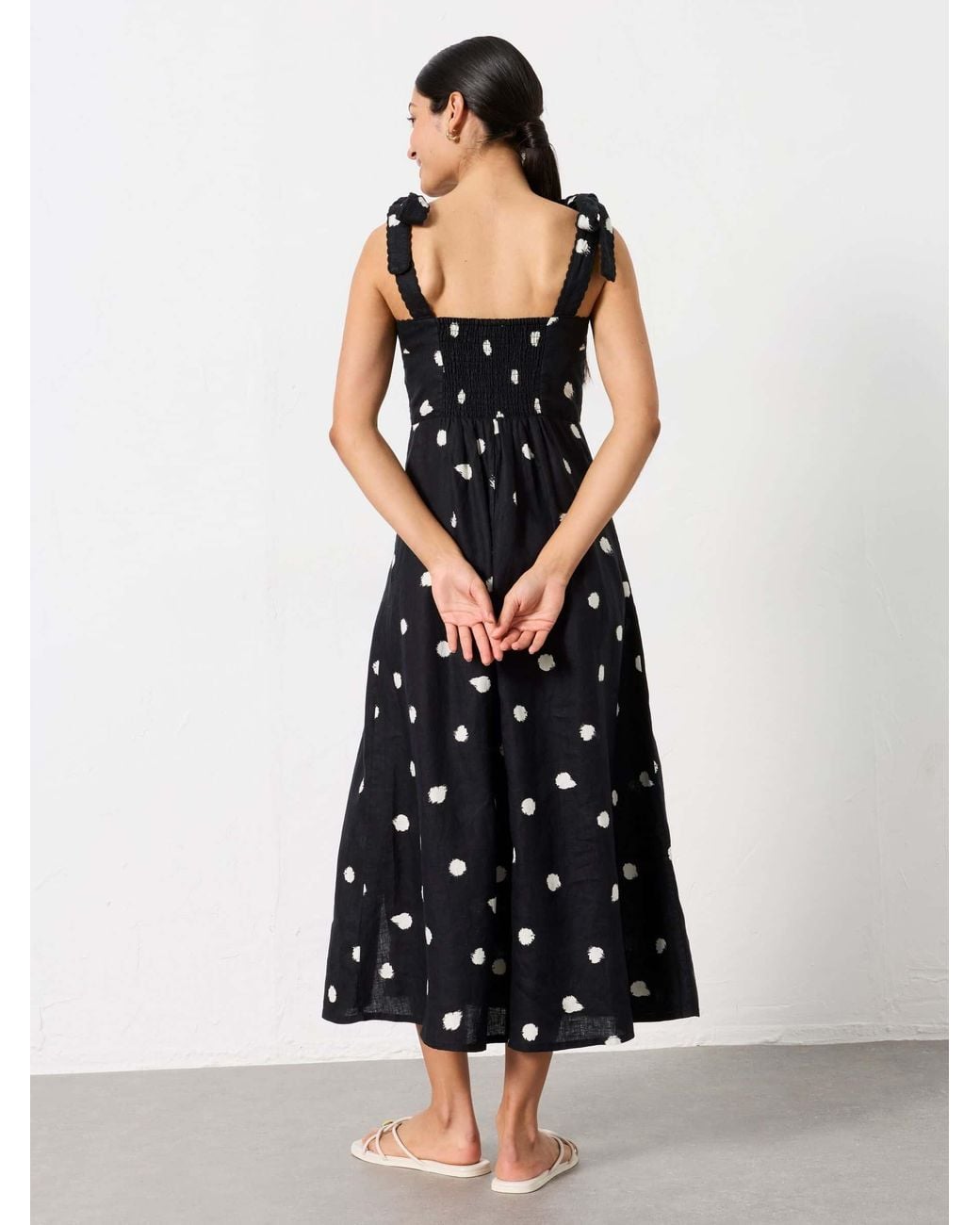 FatFace White Delphine 100% Linen Midi Dress