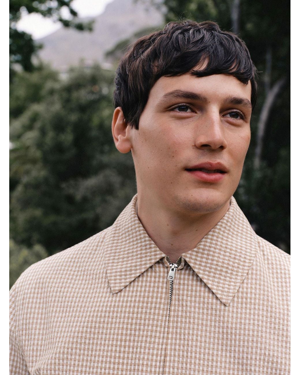 Next Natural Textured Gingham Zip Through Jacket for men