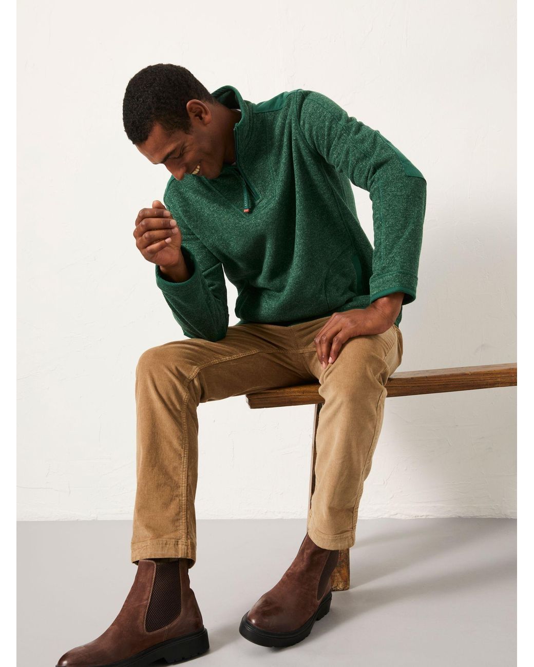 FatFace Green Haxby Half Zip Sweat for men