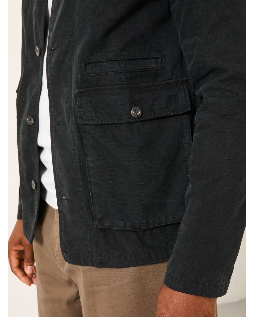 FatFace Black Garment Dye Worker Cotton Jacket for men