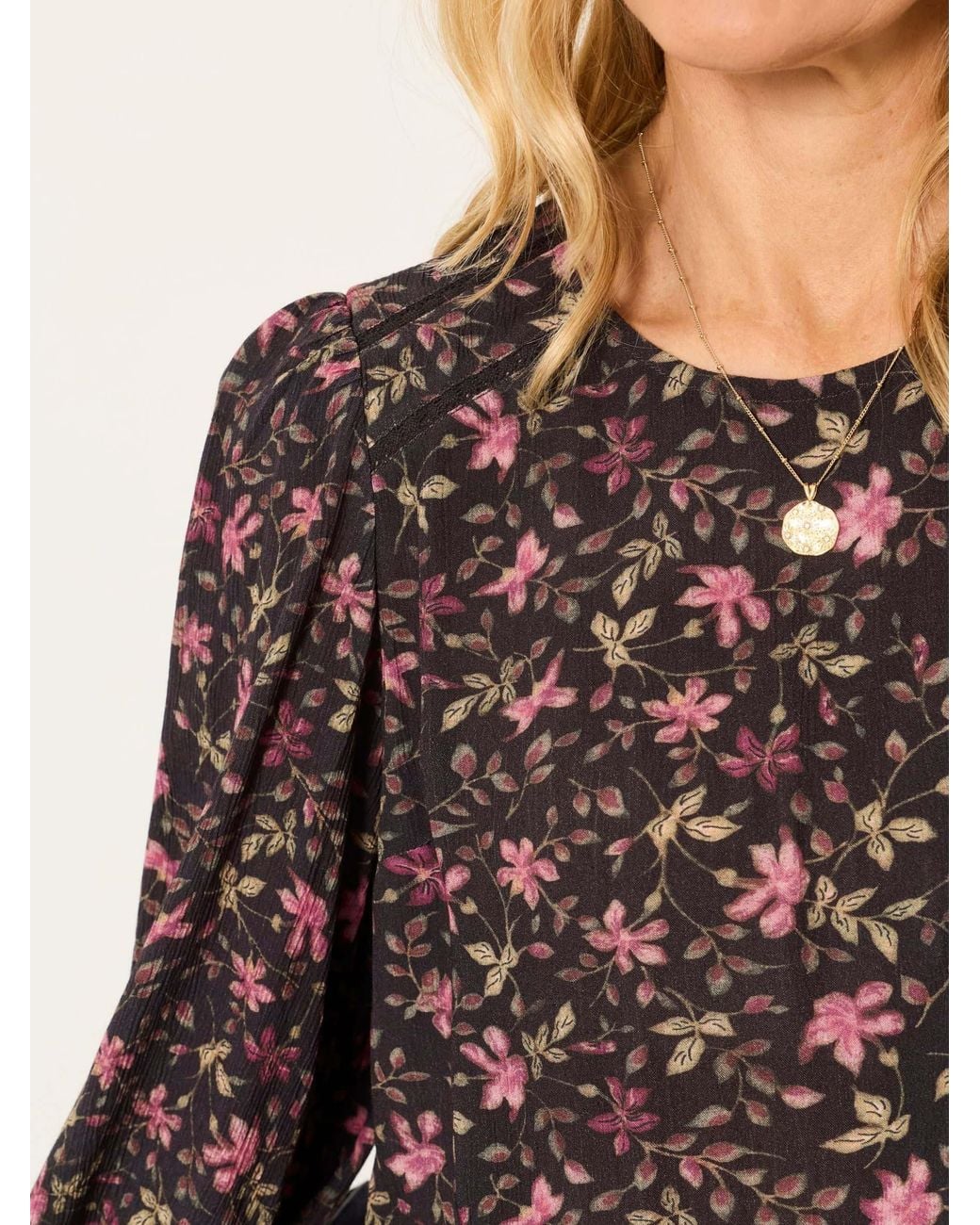 FatFace Black Sofia Petite Embroidered Blouse
