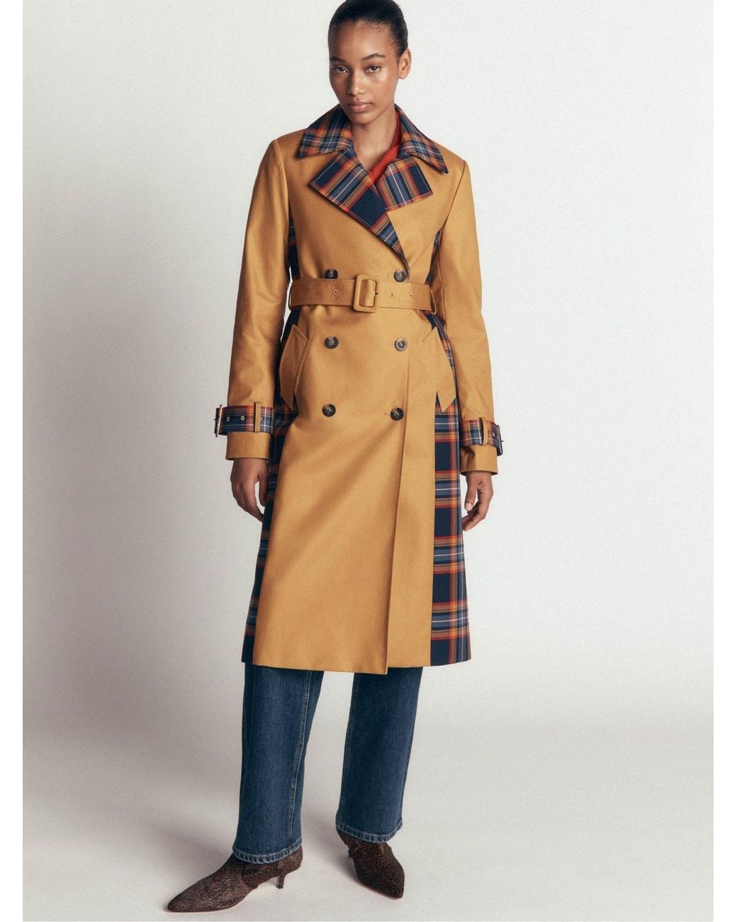 Boden Orange Double Breasted Trench Coat