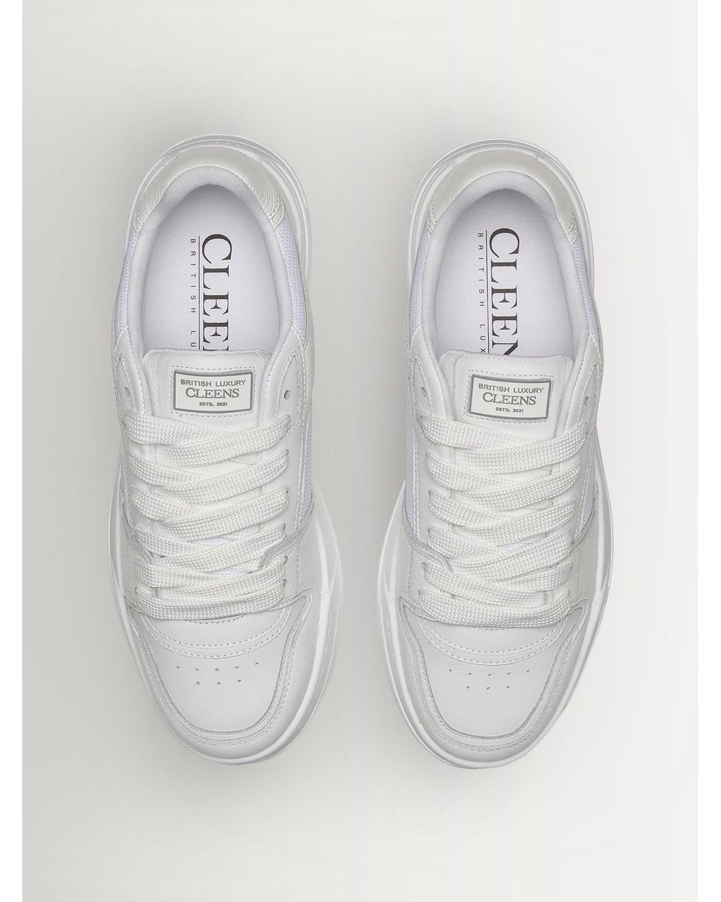 Cleens White Layup Trainers for men