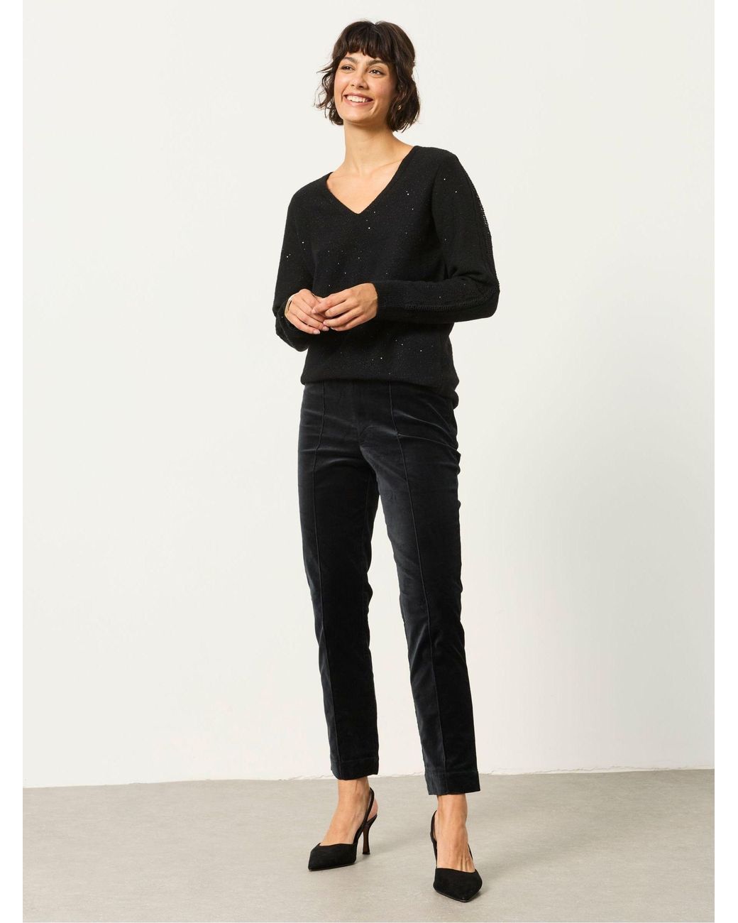 FatFace Black Katy Petite Kick Flare Trousers