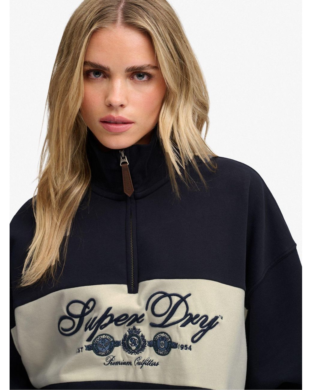Superdry Blue Ornate Script Half Zip Sweat Top
