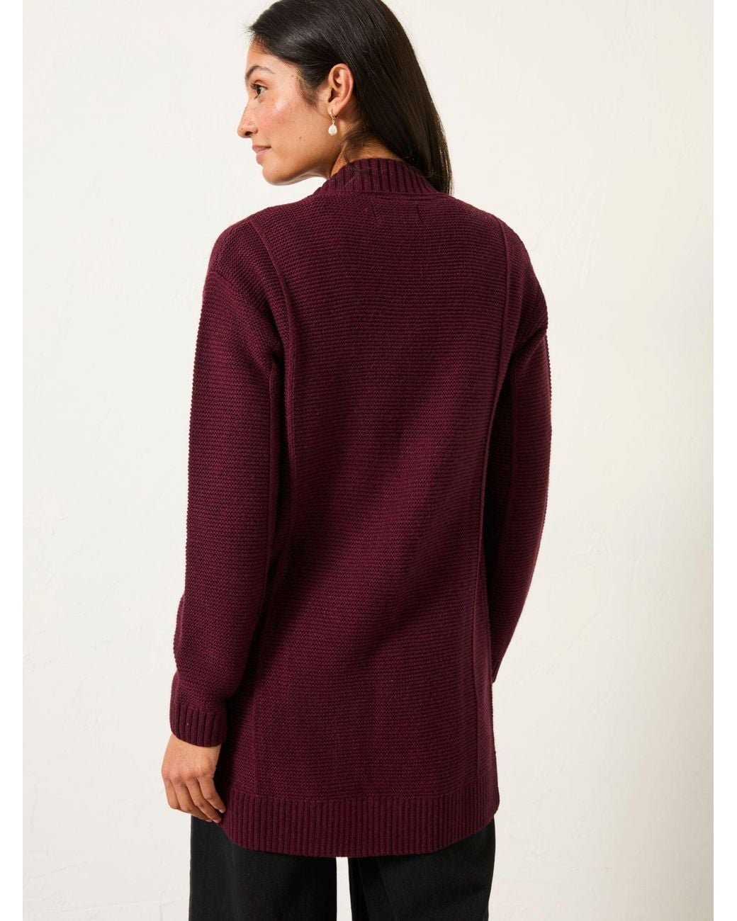 FatFace Red Harriet Longline Knitted Cardigan