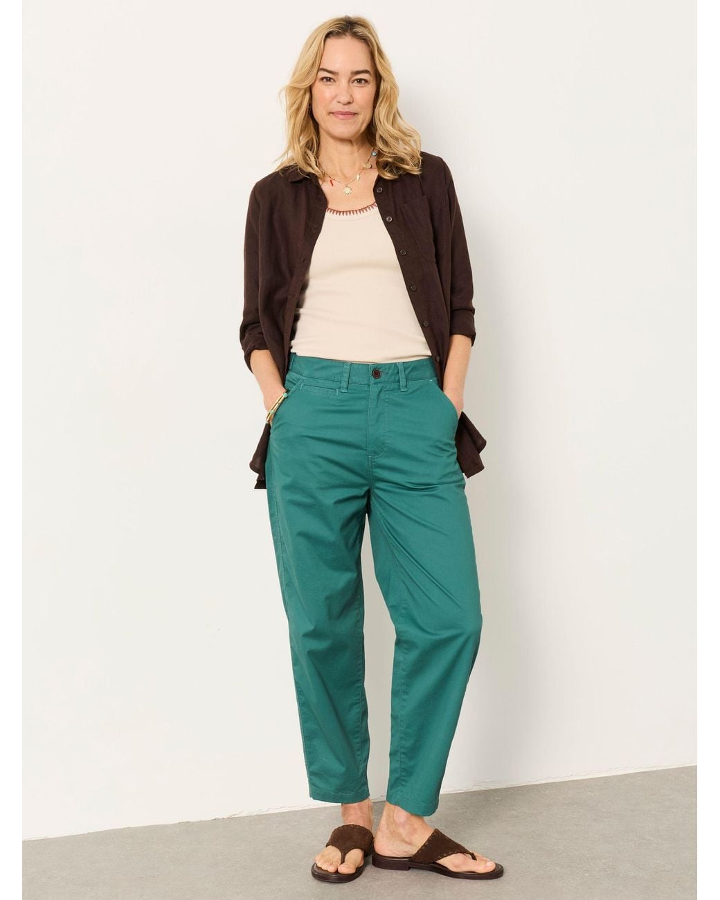 FatFace Green Blazey Tapered Chino Trousers