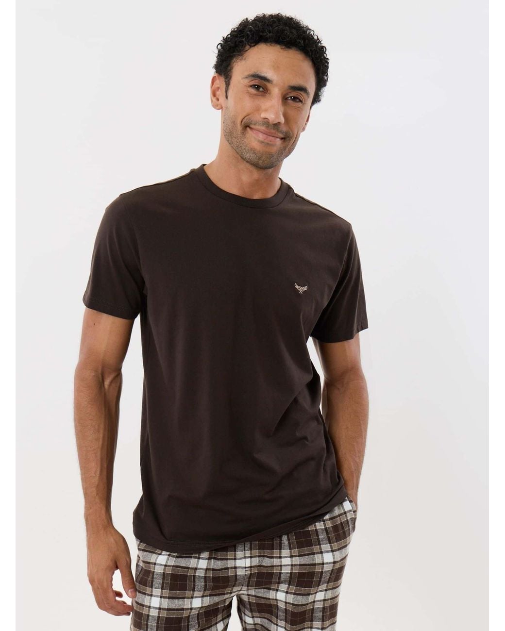 Threadbare Brown Dark Short Sleeve Pyjamas Set for men