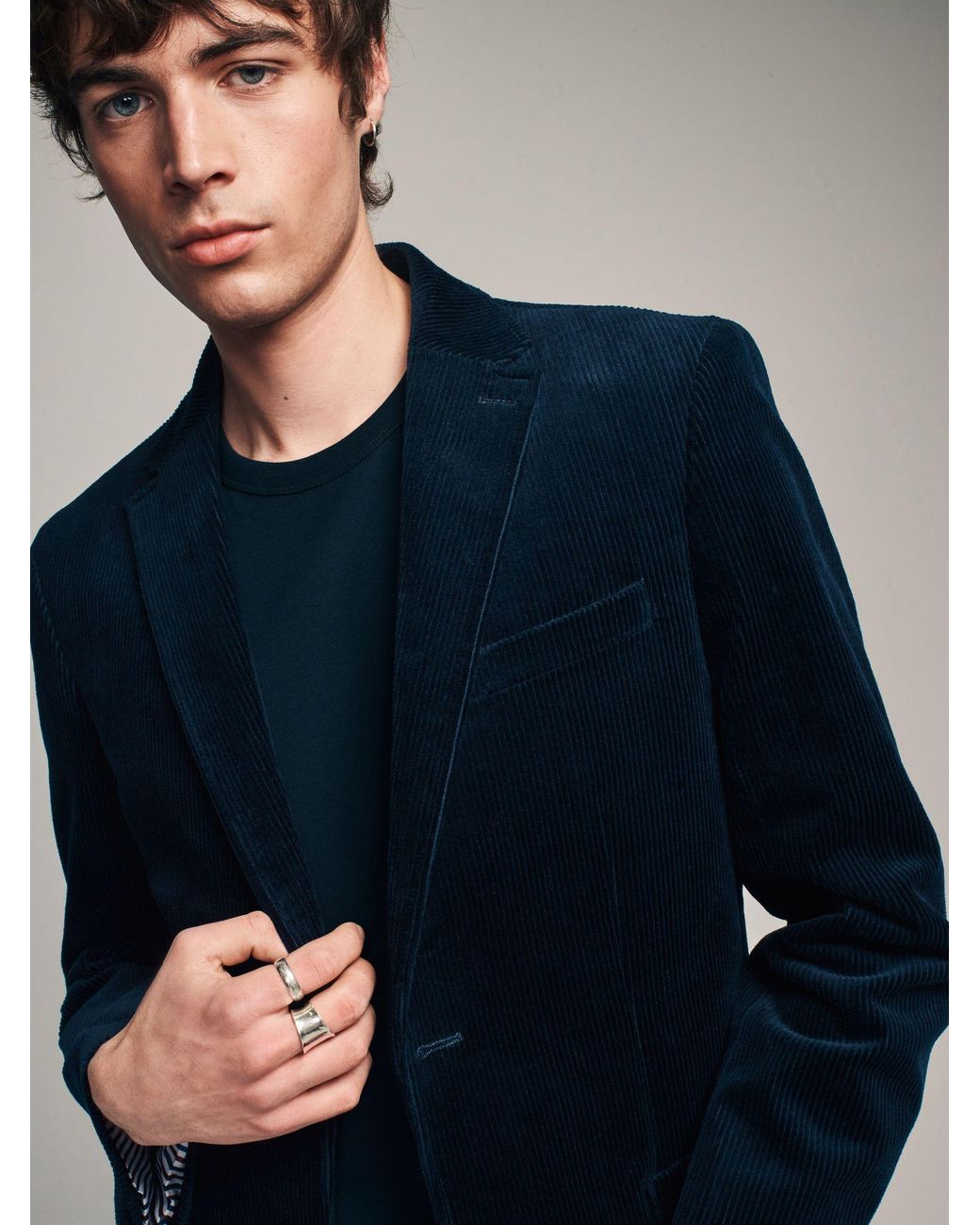Next Blue Regular Fit Cord Blazer for men