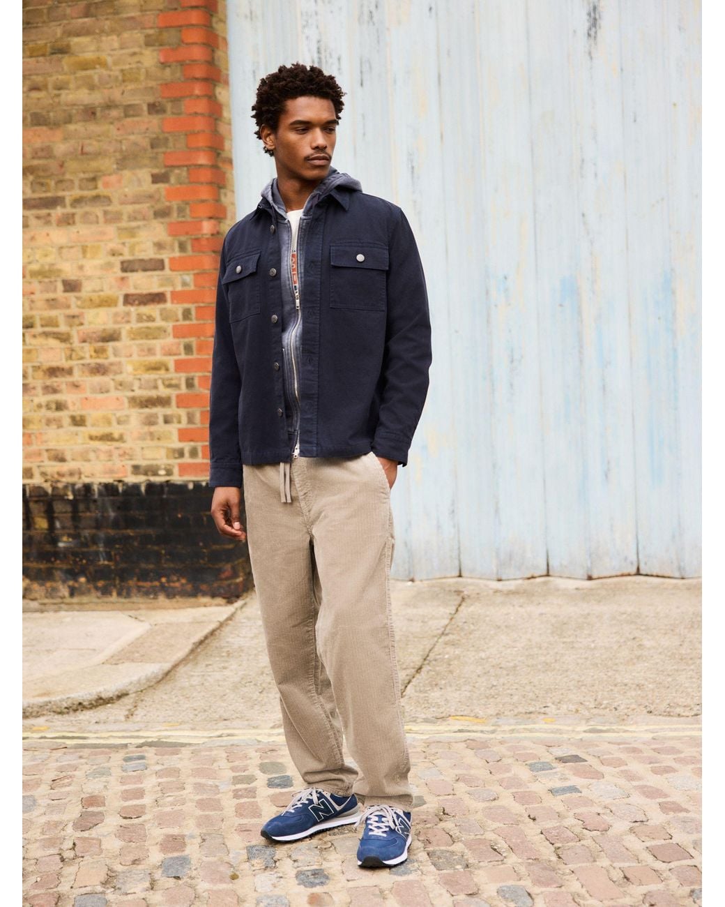 Next Plain Canvas Check Lined Shacket in Blue für Herren
