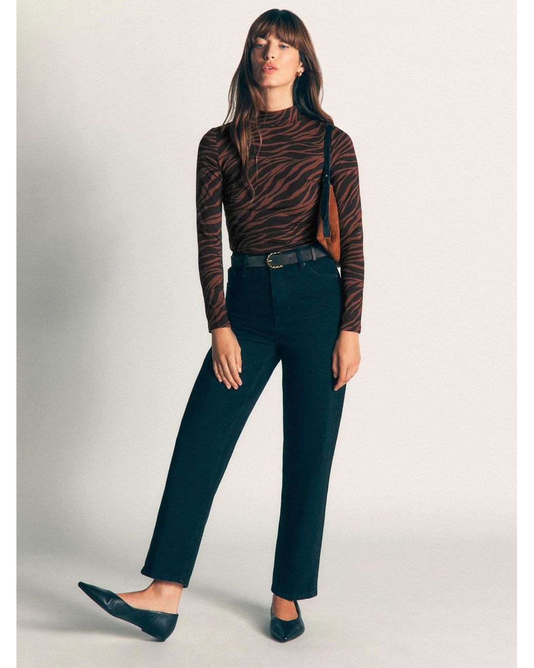 Boden Brown High Neck Jersey Top