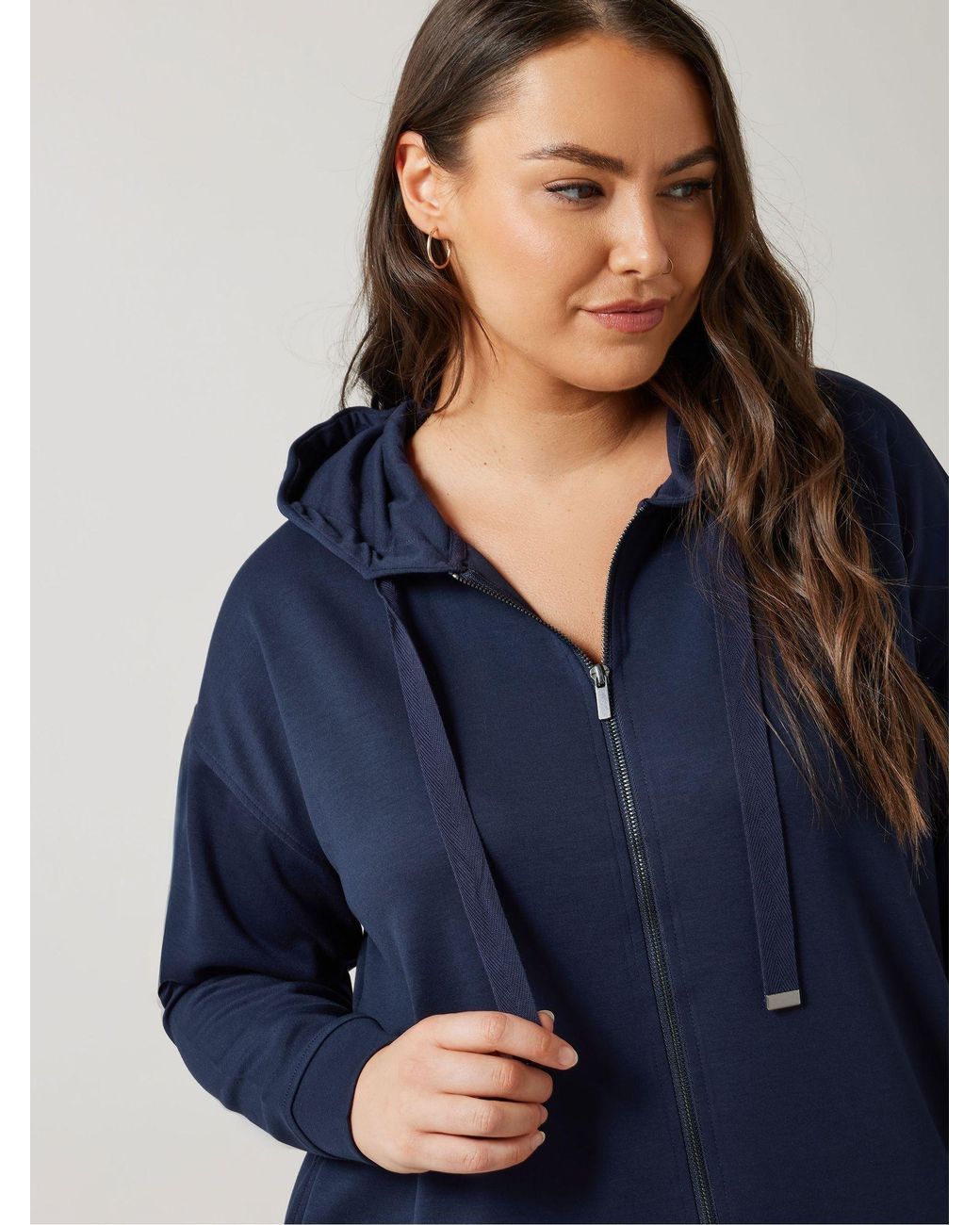 Evans Blue Luxe Zip Through Hoodie