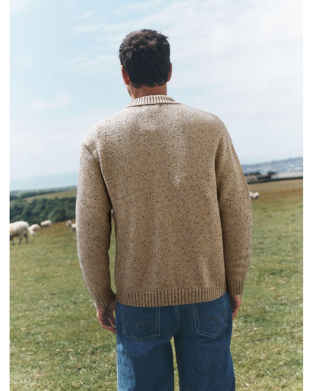 Next Natural Neutral Zip Up Knitted Jacket With Wool for men
