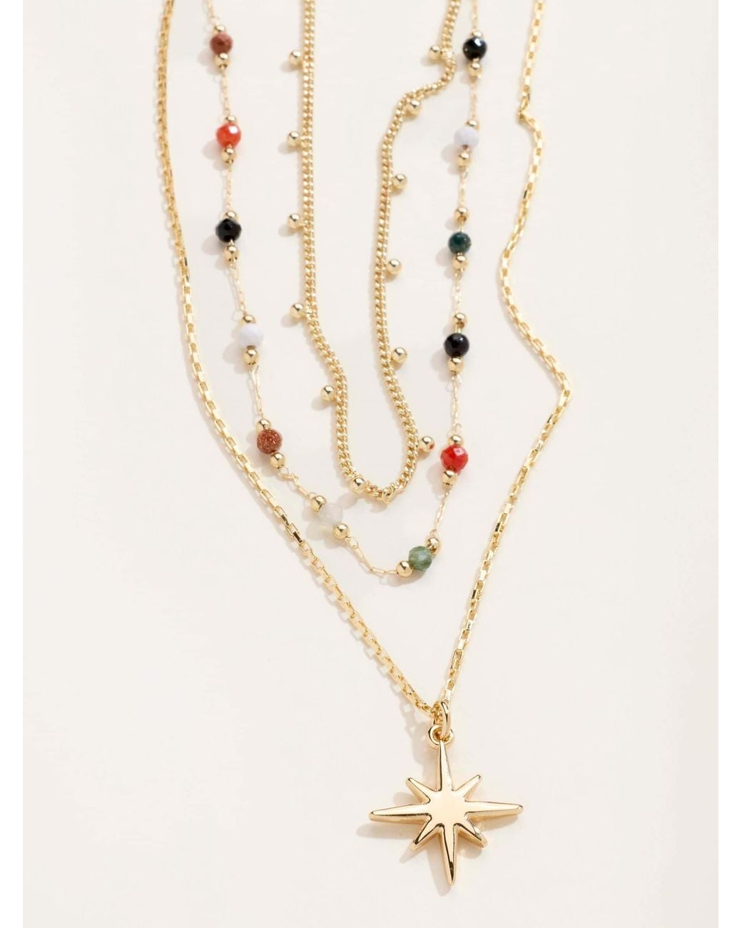 FatFace Natural Layered Star Necklace