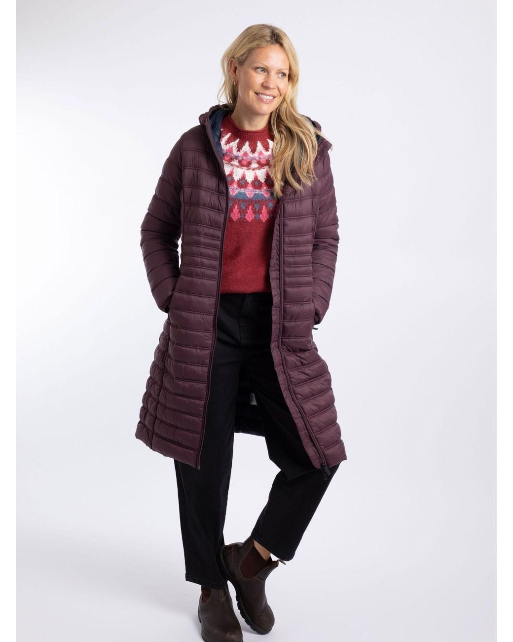 Next In Line Please Weird Fish Ravinia Lightweight Padded Long-Line Jacket in Purple | Lyst