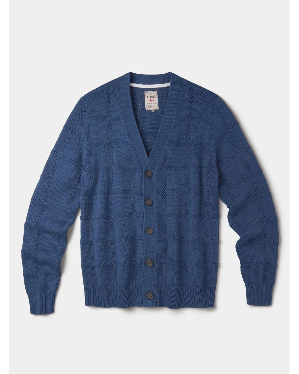 aubi Blue Rainham Checked Cardigan for men