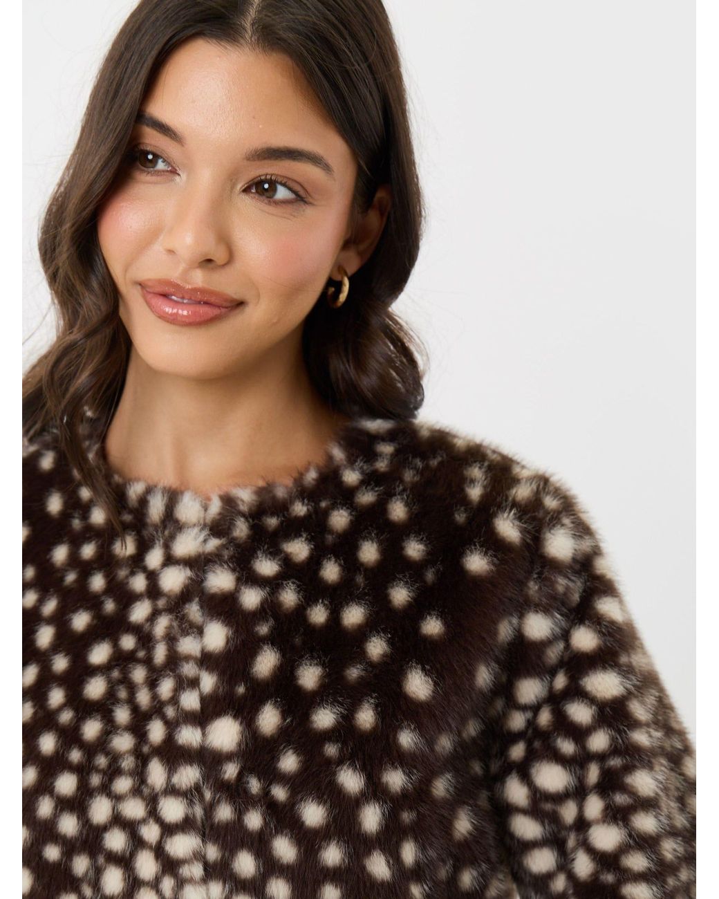 Threadbare Black Collarless Faux Fur Jacket