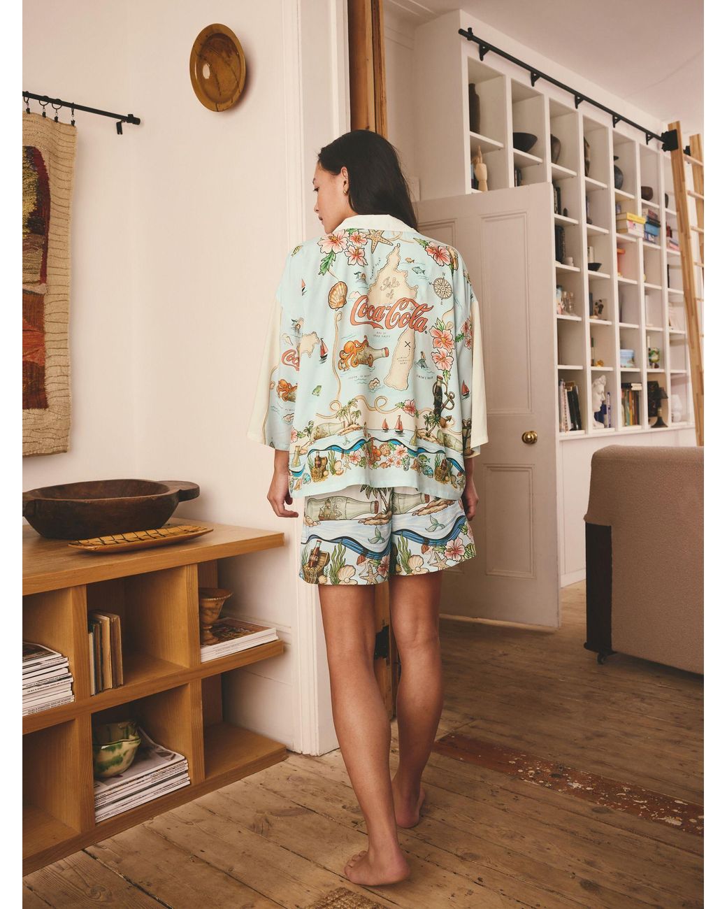 Next White Light Coca Cola Button Through Short Pyjamas Set