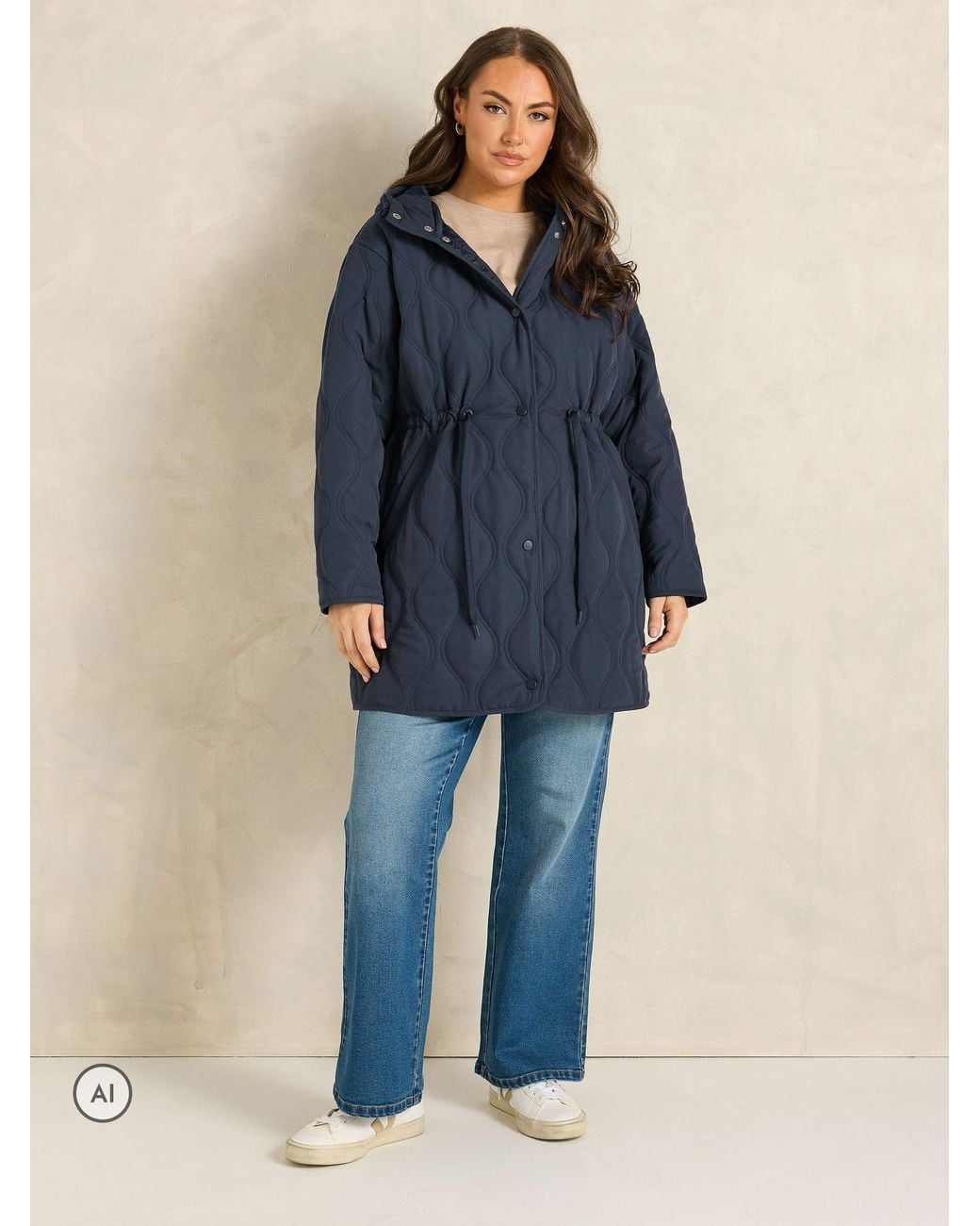 Evans Blue Quilted Short Jacket