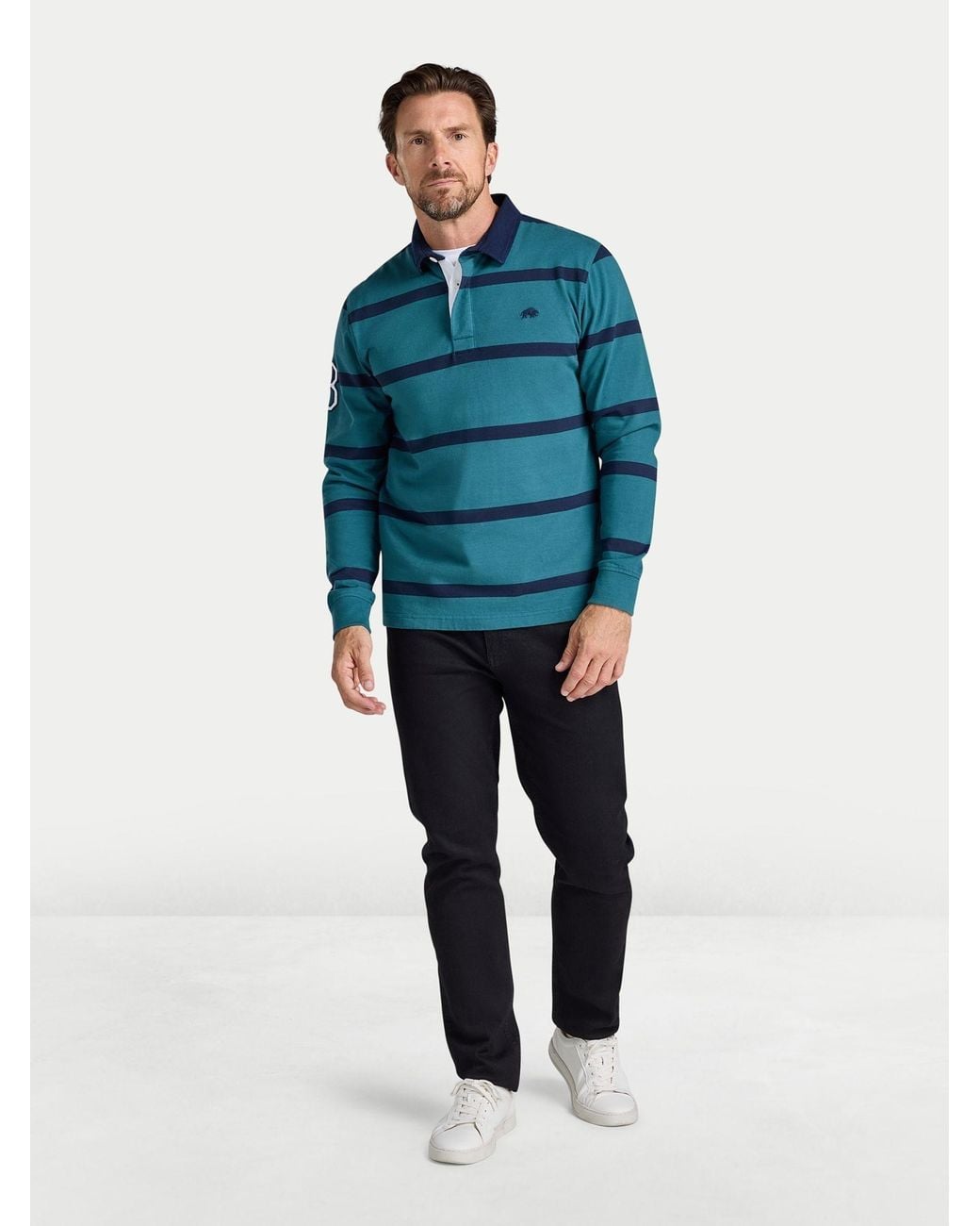 Tourus Raging Hunter Raging Bull Two Colour Stripe Rugby Shirt in Blue for Men | Lyst