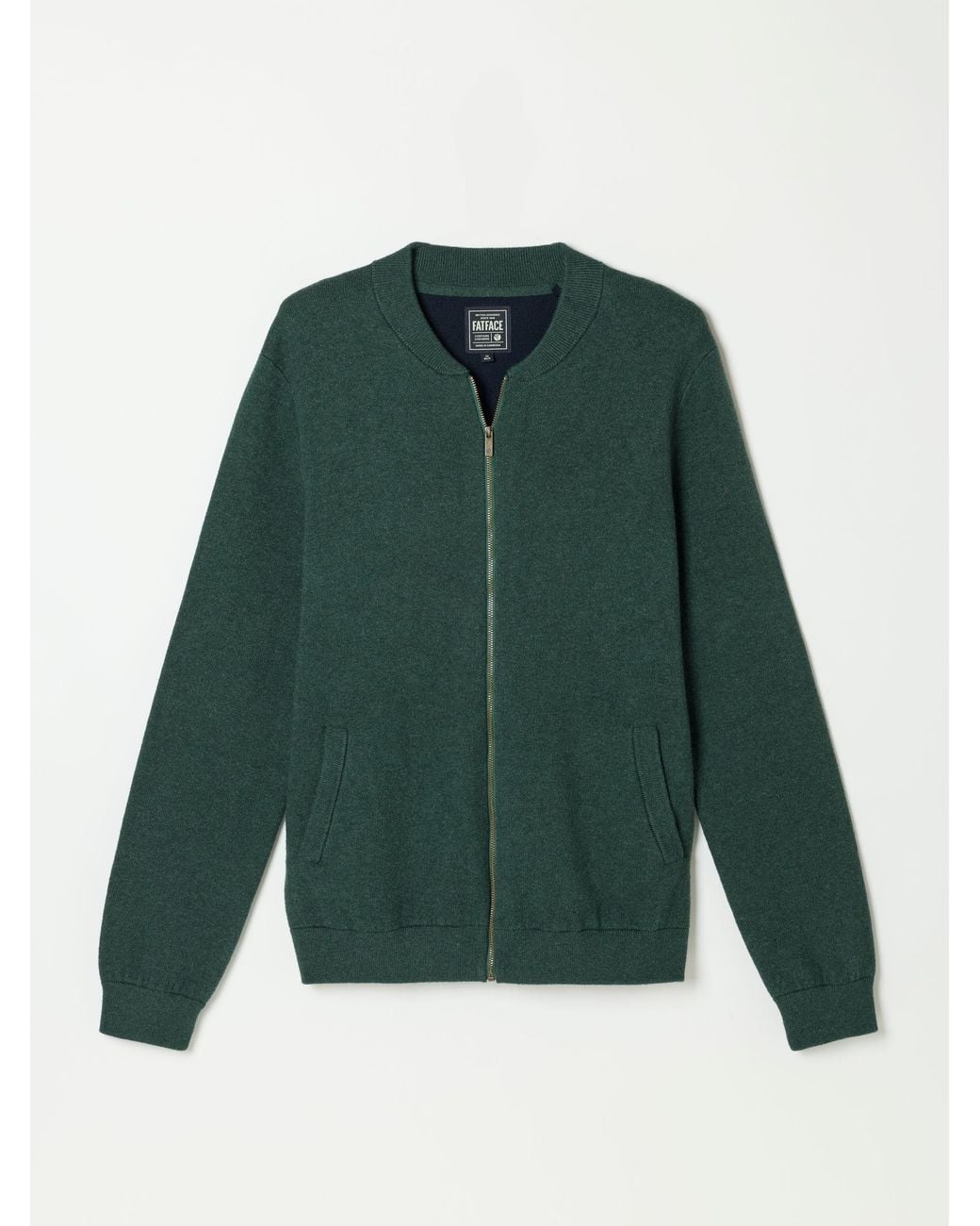 FatFace Blue Ashurst Knitted Zip Front Bomber Jacket for men