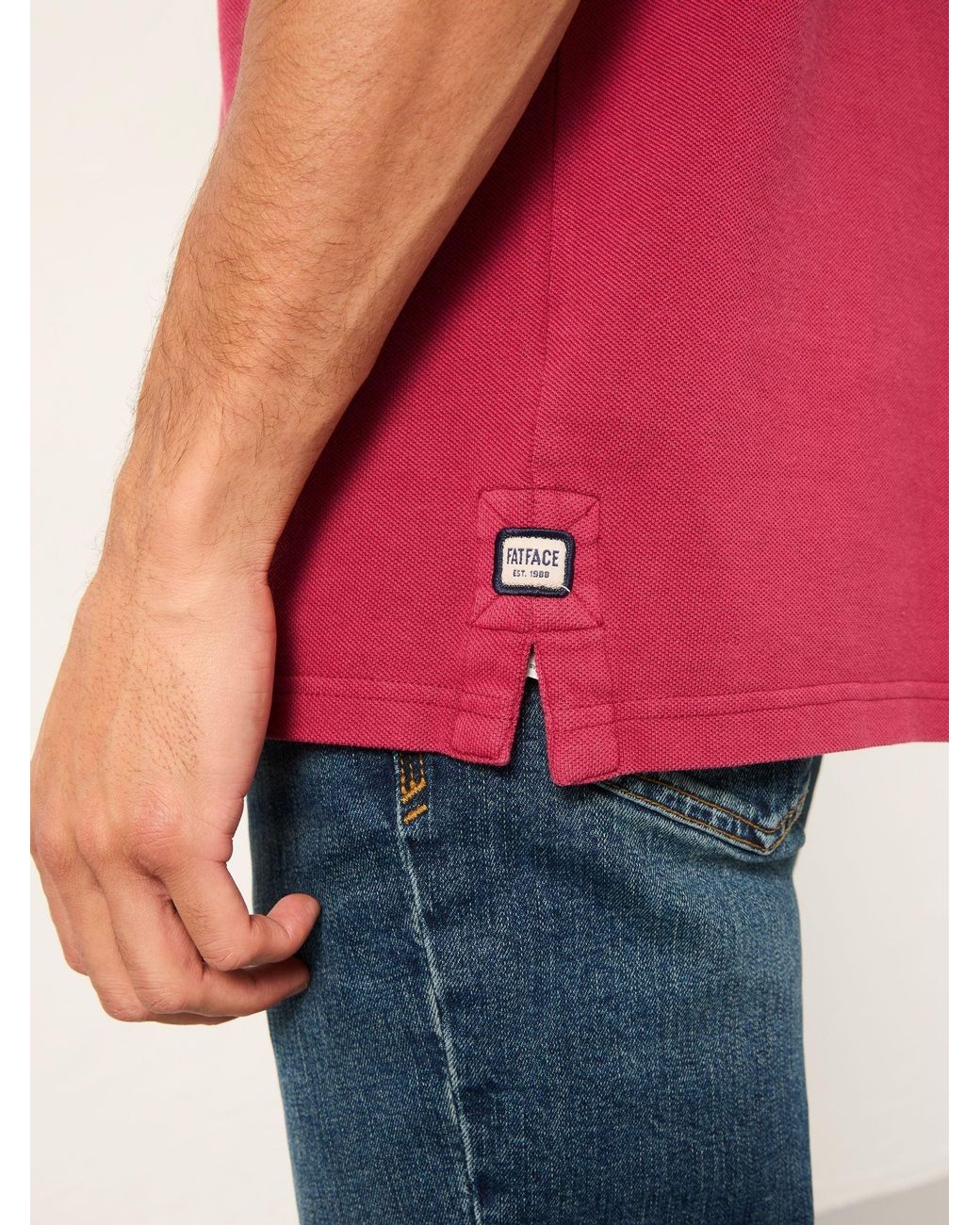 FatFace Red Short Sleeve Pique Polo Shirt for men