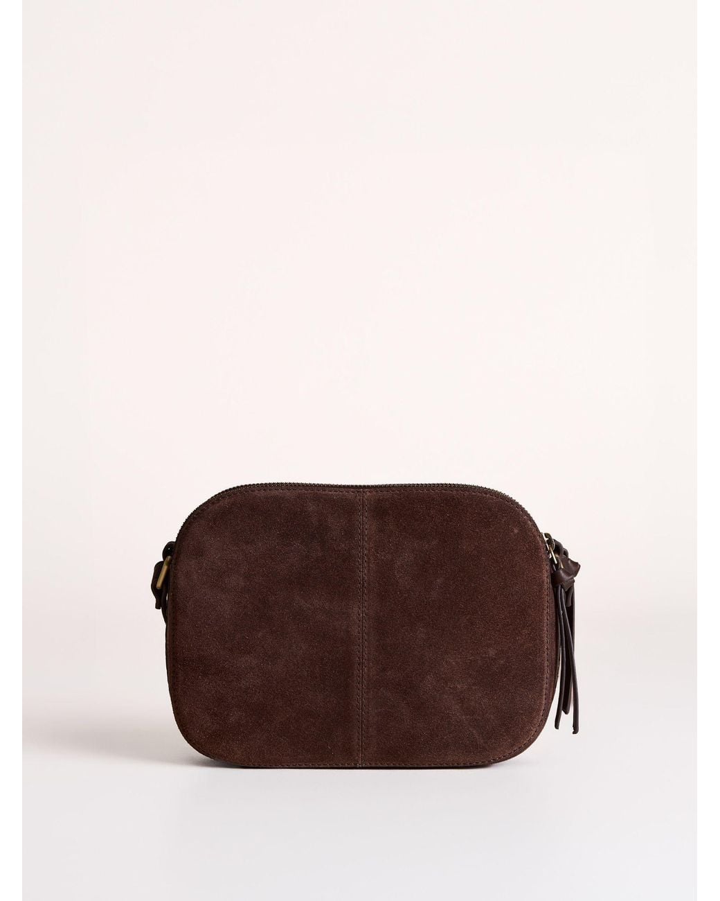 Lakeland Leather Chocolate Scales Suede Camera Bag in Brown | Lyst