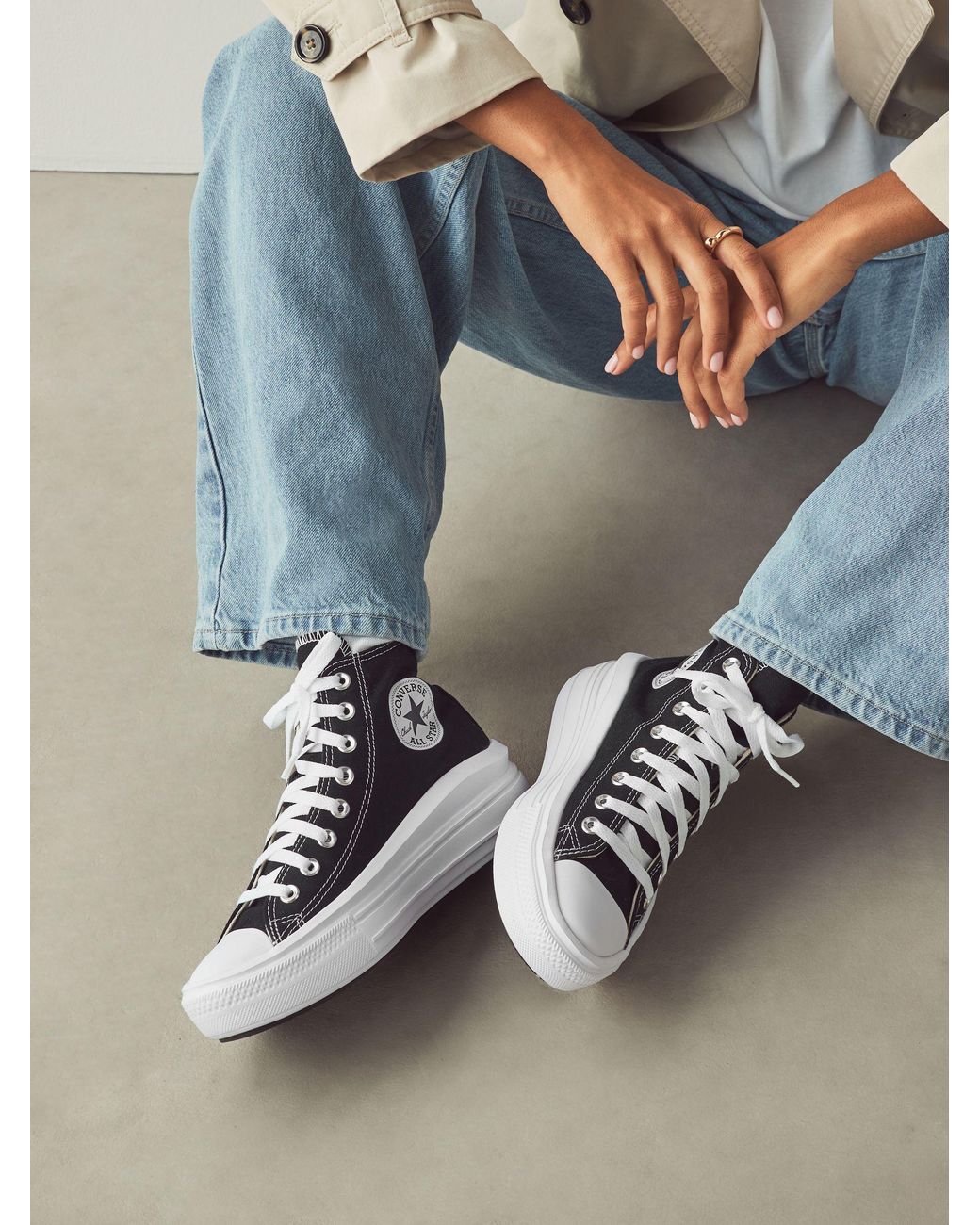 Converse Black Move Platform High Top Trainers