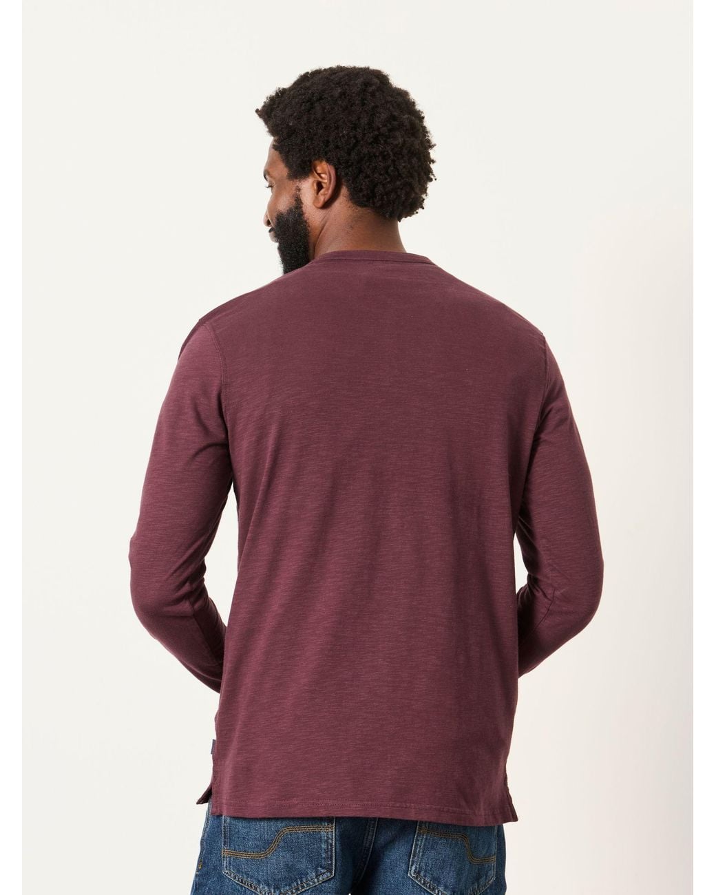 FatFace Red Woodside Long Sleeve Henley Top for men