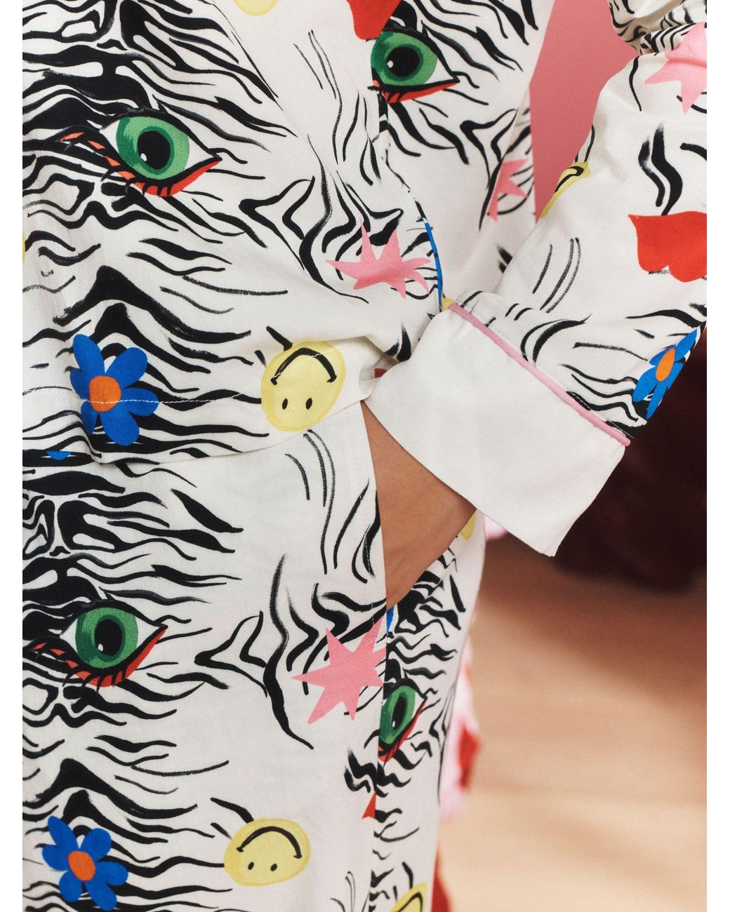 Eleanor Bowmer Pink Zebra Button Through Pyjamas