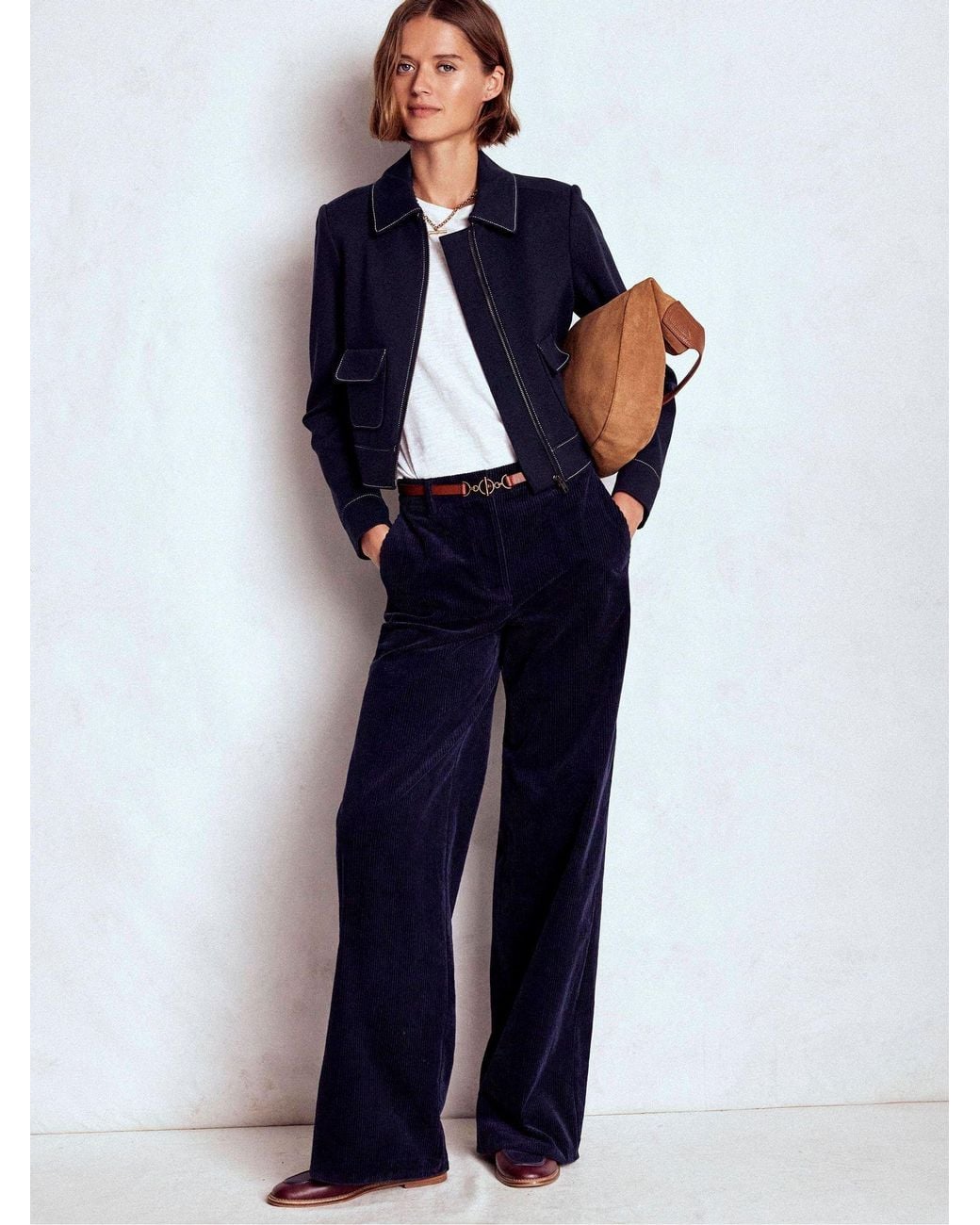 Boden Blue Zip Patch Pocket Jacket