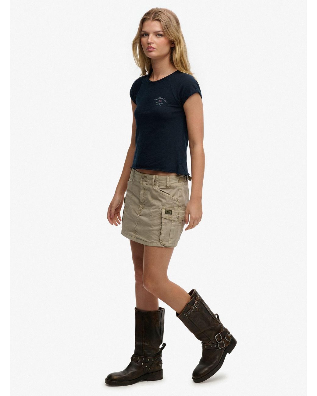 Superdry Blue Cargo Mini Skirt