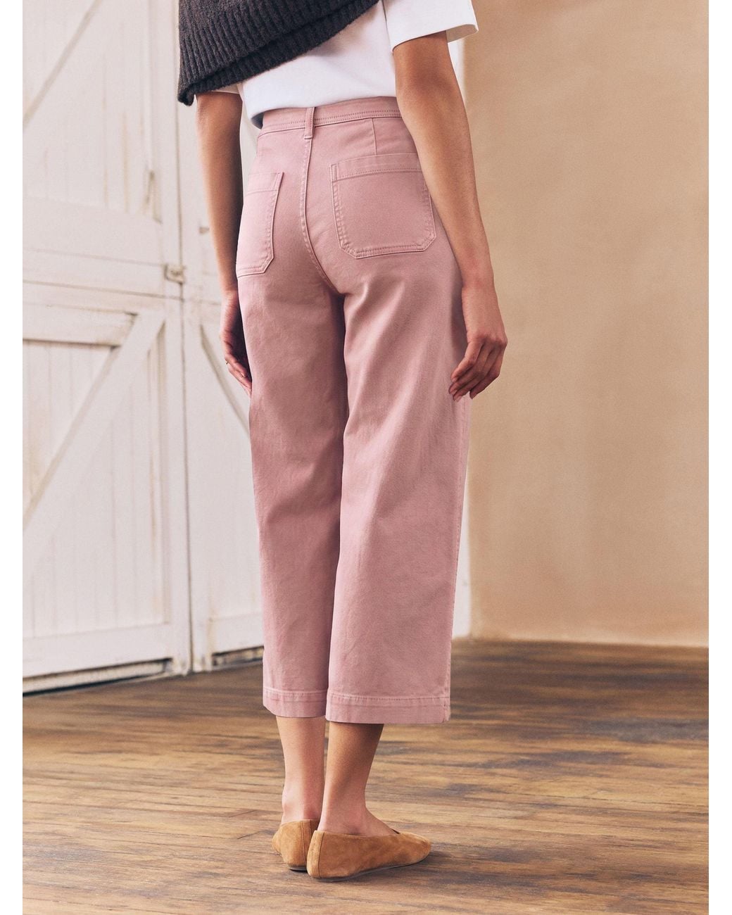 Next Pink Cropped Patch Pocket Jeans