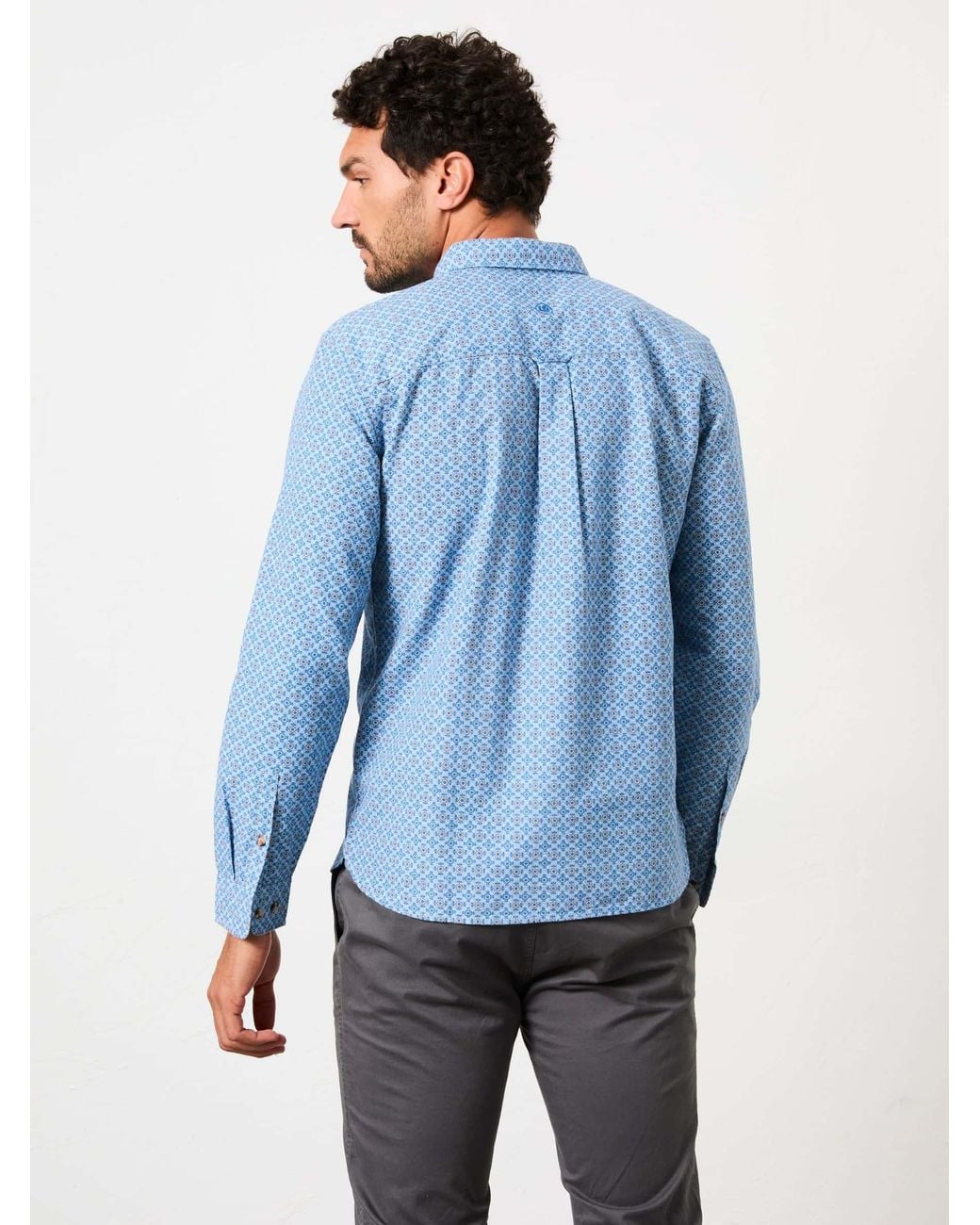 FatFace Blue Long Sleeve Geo Tile Print Shirt for men