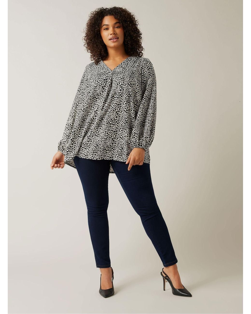 Evans Gray Pleated Swing Blouses
