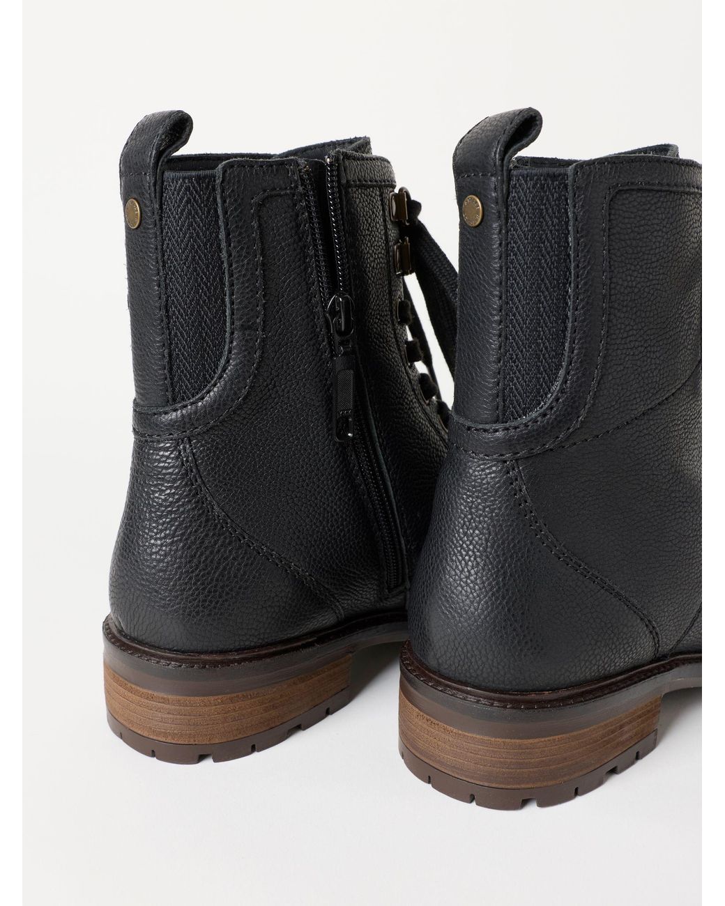 FatFace Black Marlow Leather Ankle Boots