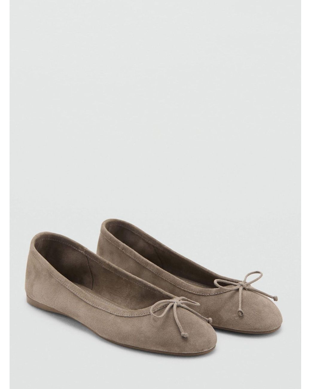 Mango Suede Bow Ballet Flats in Brown Lyst — free download