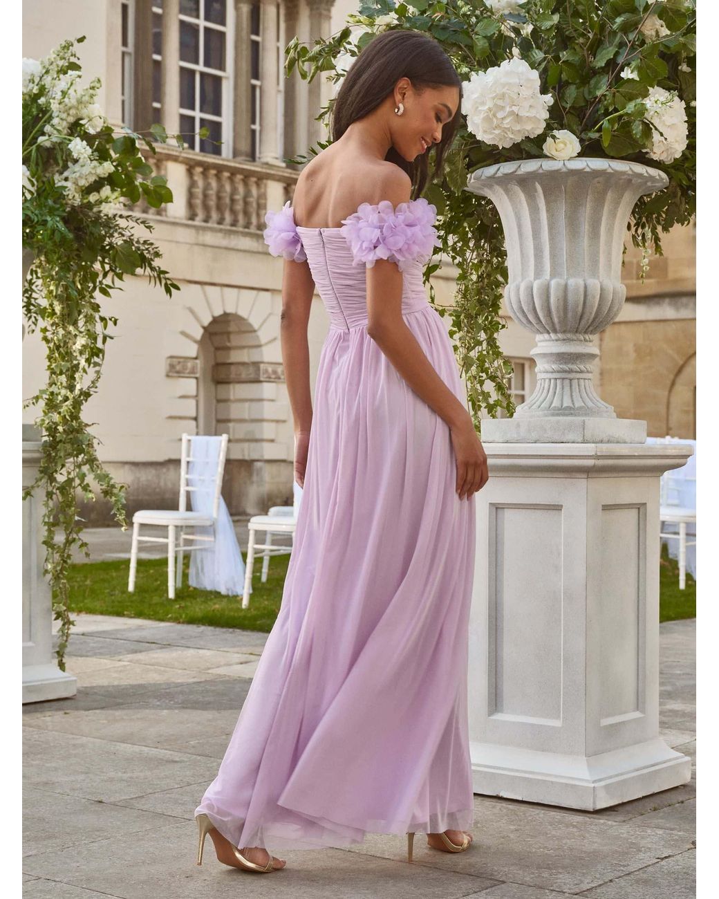 lipsy bridesmaid dresses 3D Floral Off Shoulder Maxi Dress Size:US 14 / EU 46 / UK 18