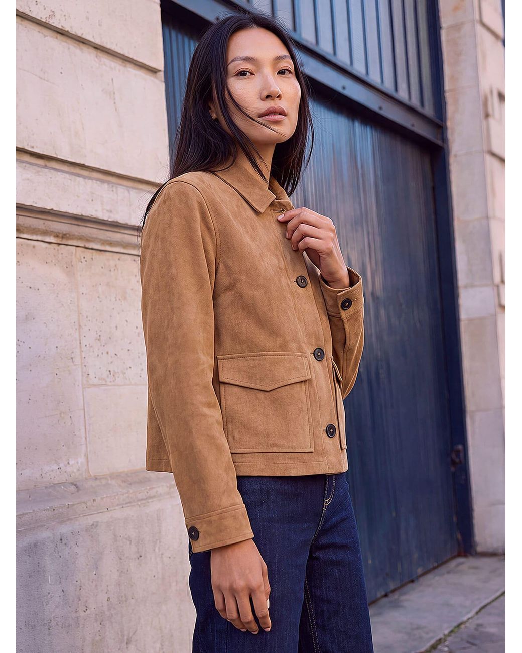 Roman Blue Suedette Button Jacket
