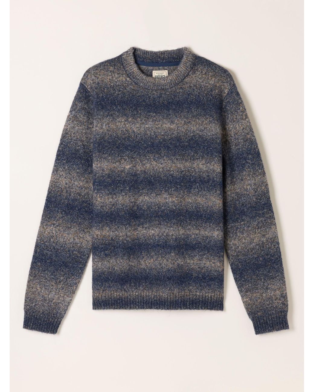 FatFace Blue Deanston Knitted Ombre Crew Neck Jumper for men