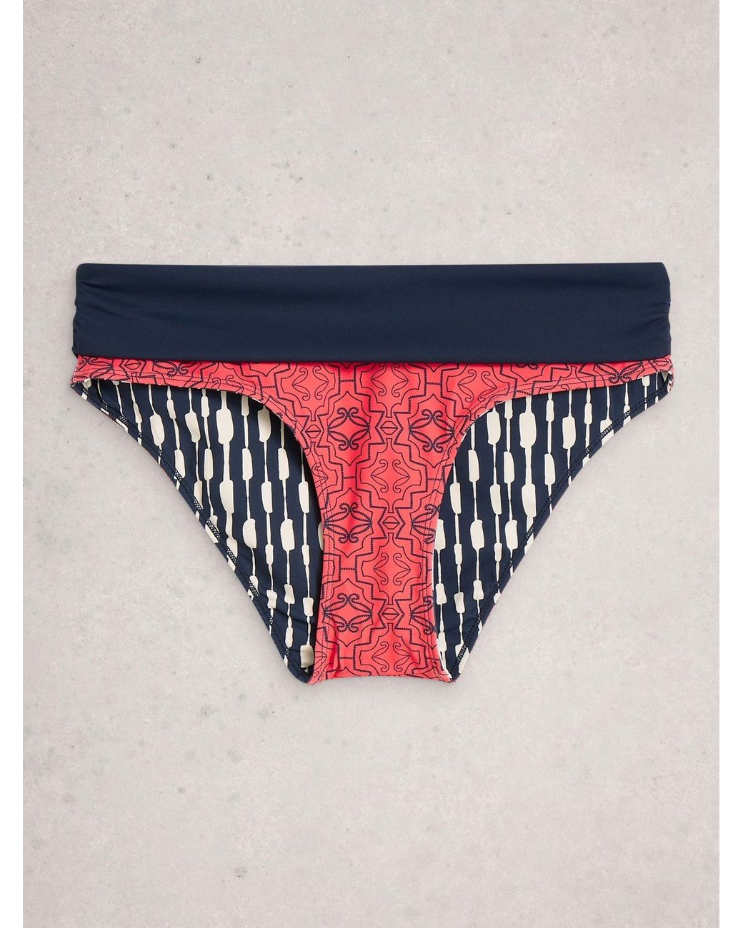 White Stuff Blue Reversible Fold Down Bikini Bottoms
