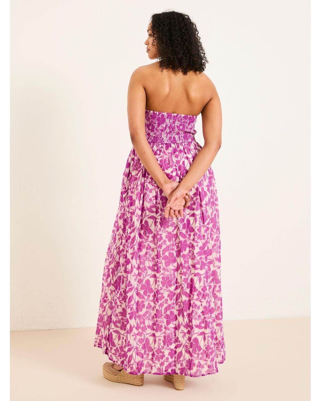 FatFace Pink Flora Strapless Printed Floral Dress