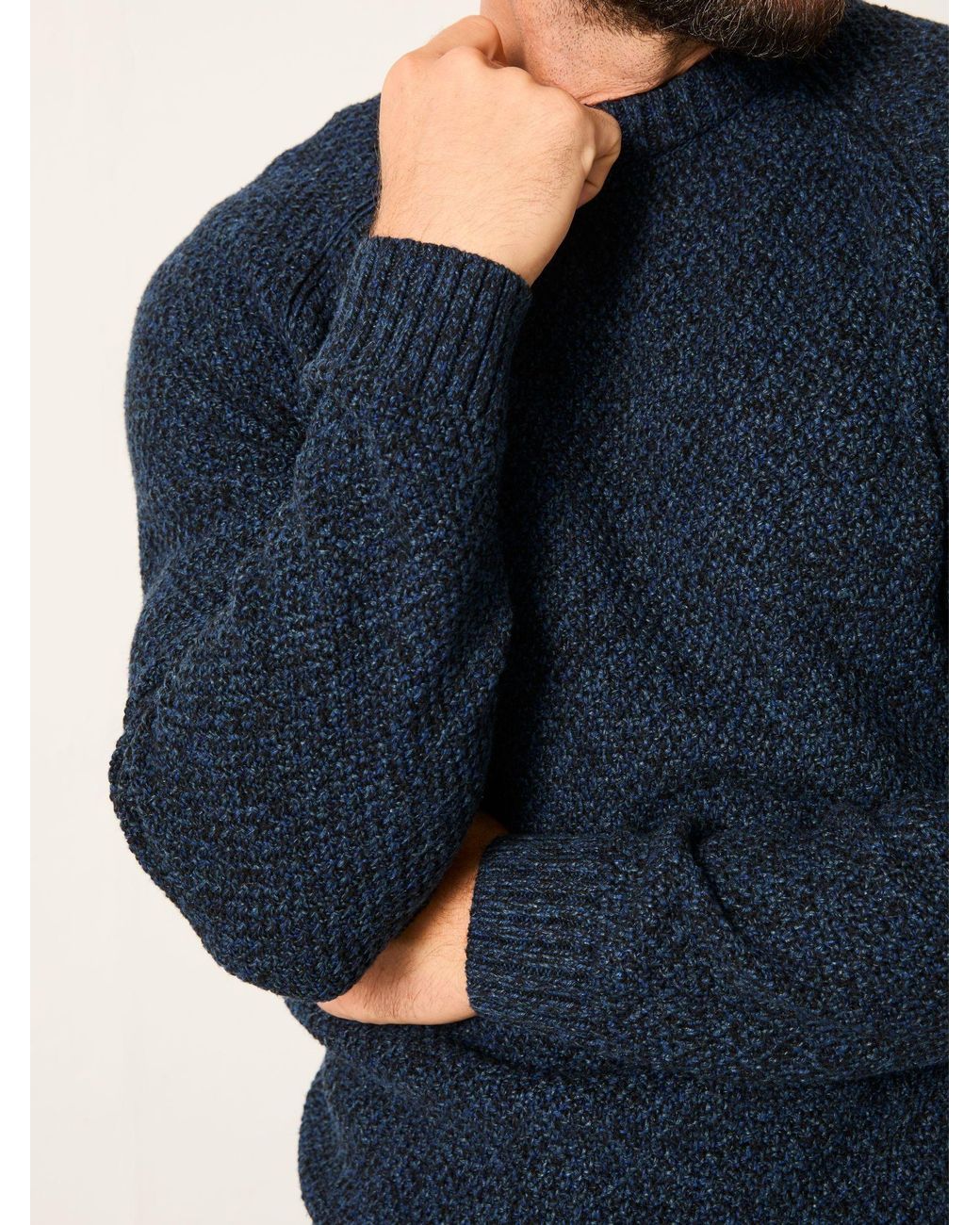 FatFace Blue Hove Crew Neck Knitted Jumper for men