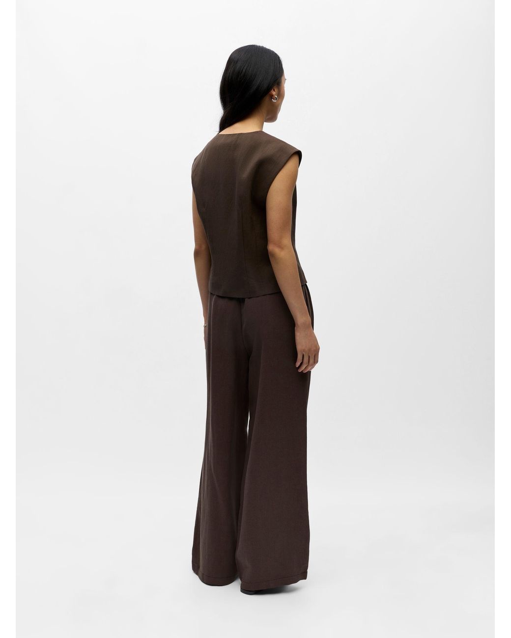 Object Brown Chocolate Tailored Touch Of Linen Waistcoat